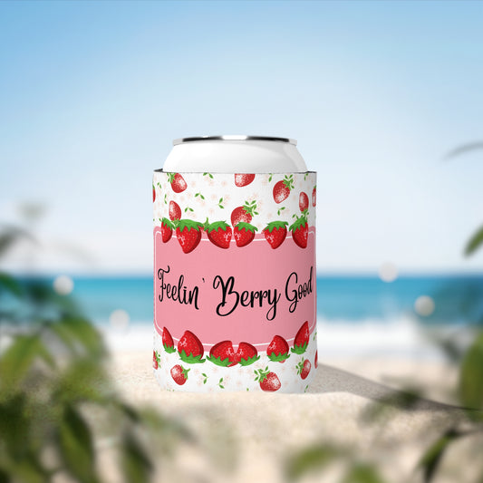 Cute Strawberry Feelin Berry Good can cooler sleeve
