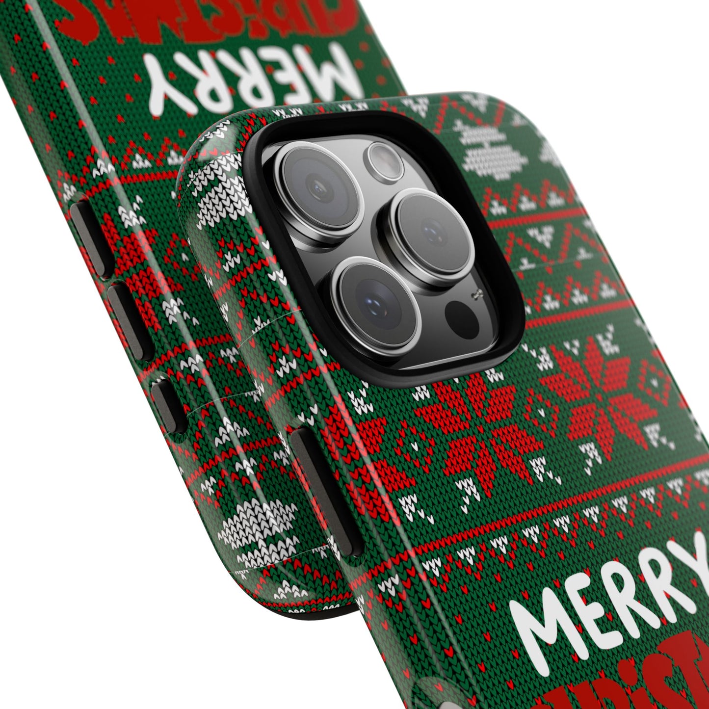Merry Christmas Phone Case - Festive Green Ugly Sweater Design