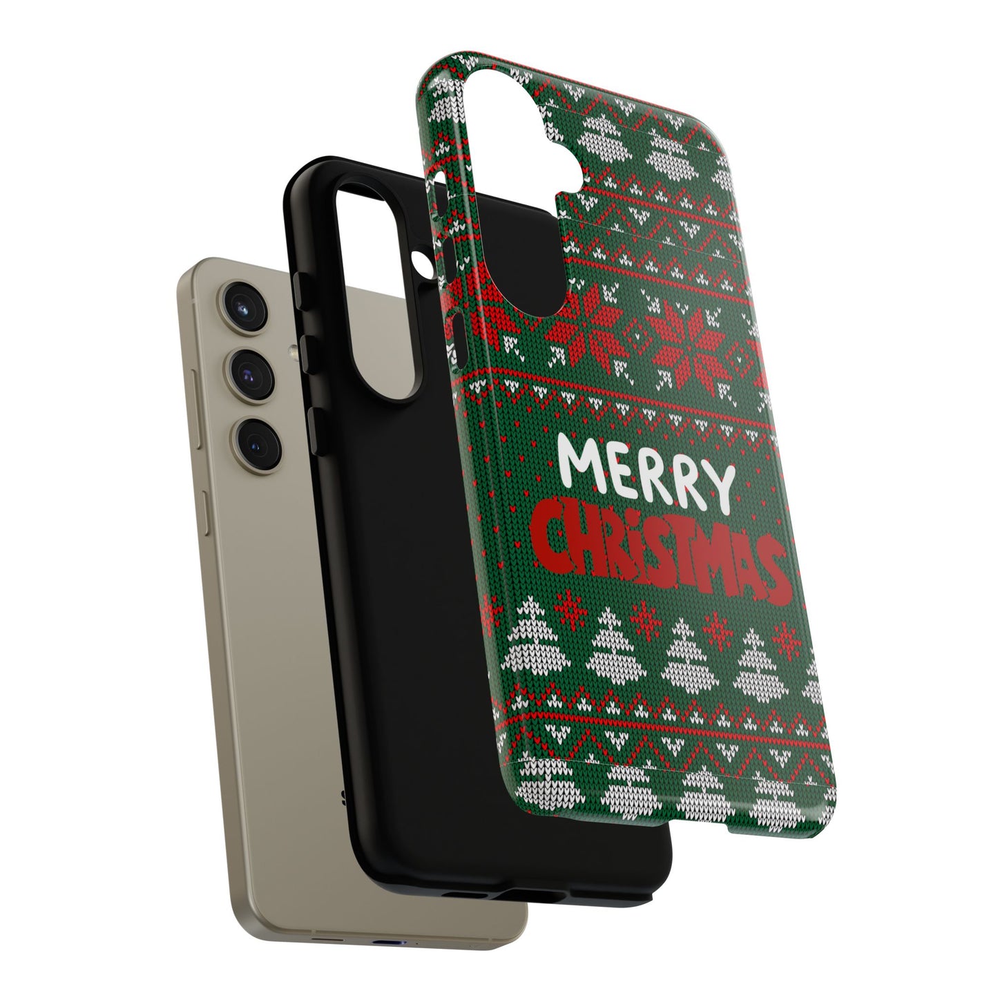 Merry Christmas Phone Case - Festive Green Ugly Sweater Design