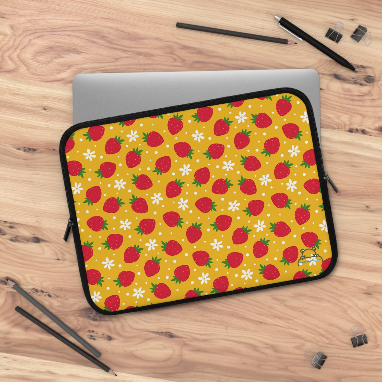 Strawberry Print Laptop Sleeve, Cute Tech Case
