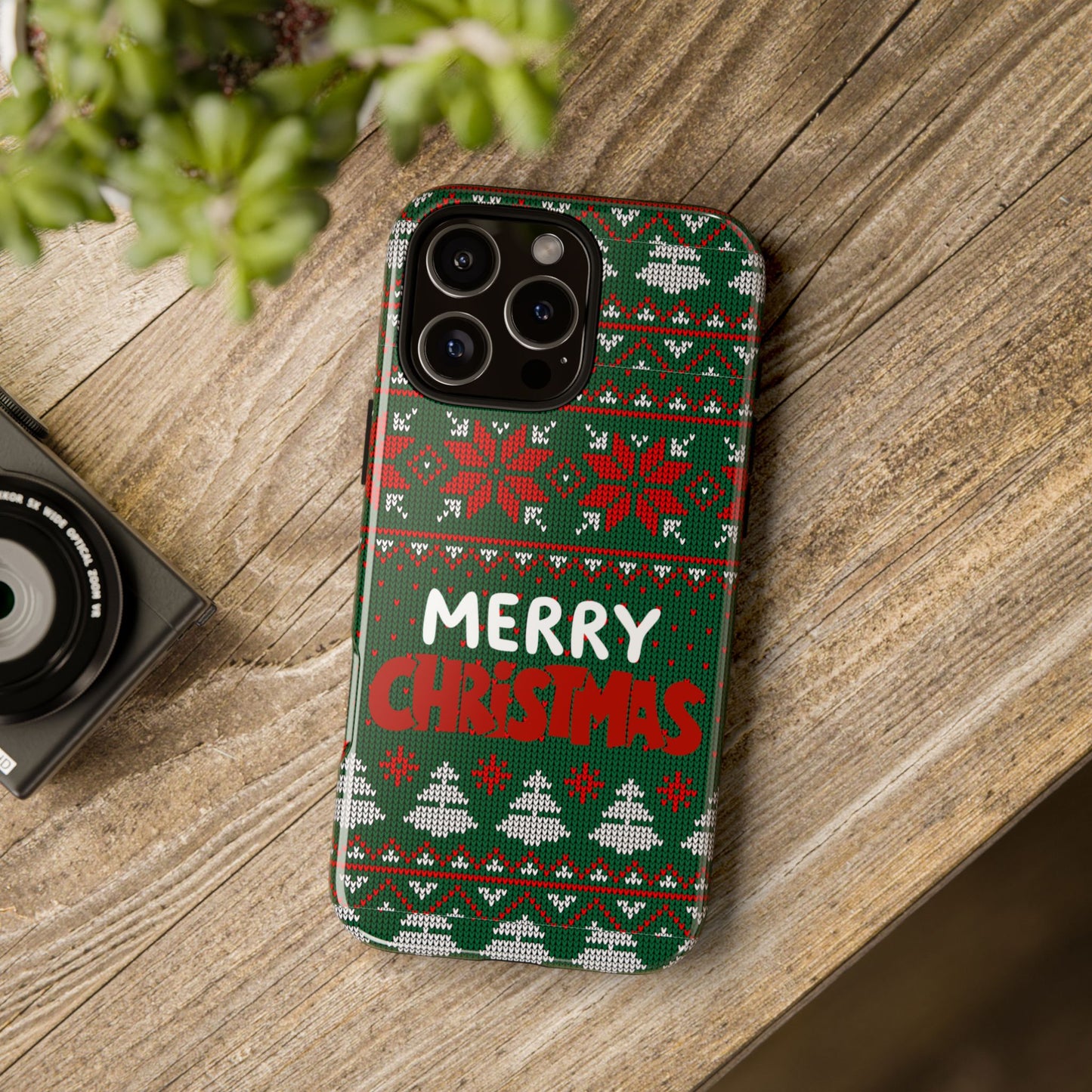 Merry Christmas Phone Case - Festive Green Ugly Sweater Design