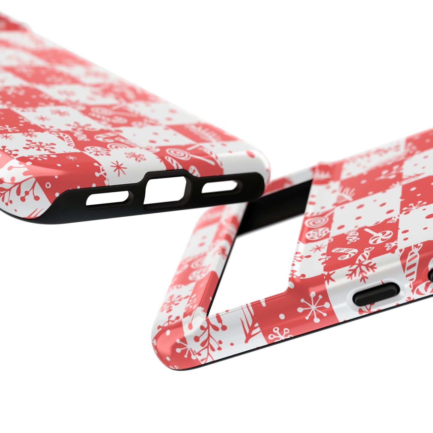 Christmas Red Buffalo Check Phone Case - Holiday Snowflake Pattern Tough Case