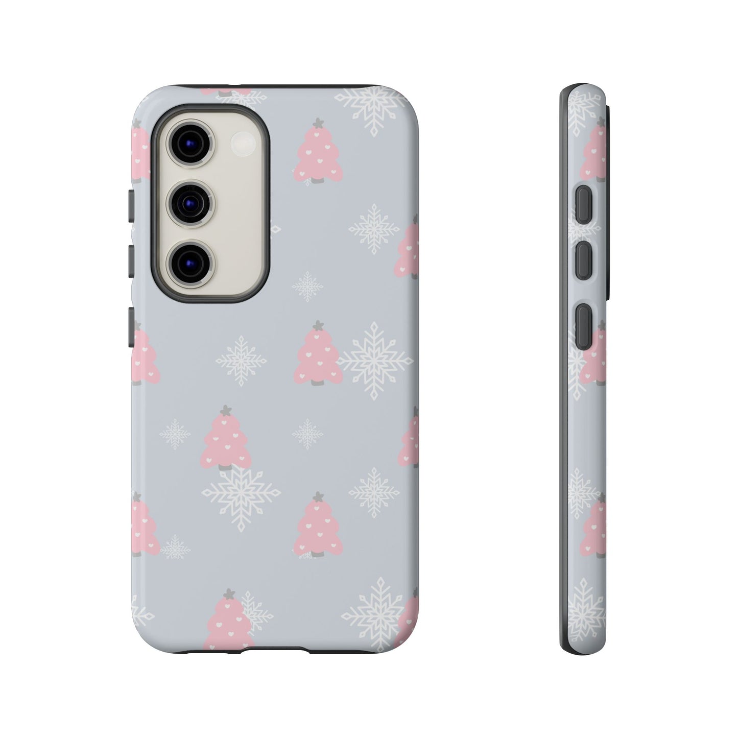 Christmas Pink Tree Tough Phone Case — Cute Holiday Snowflake Design