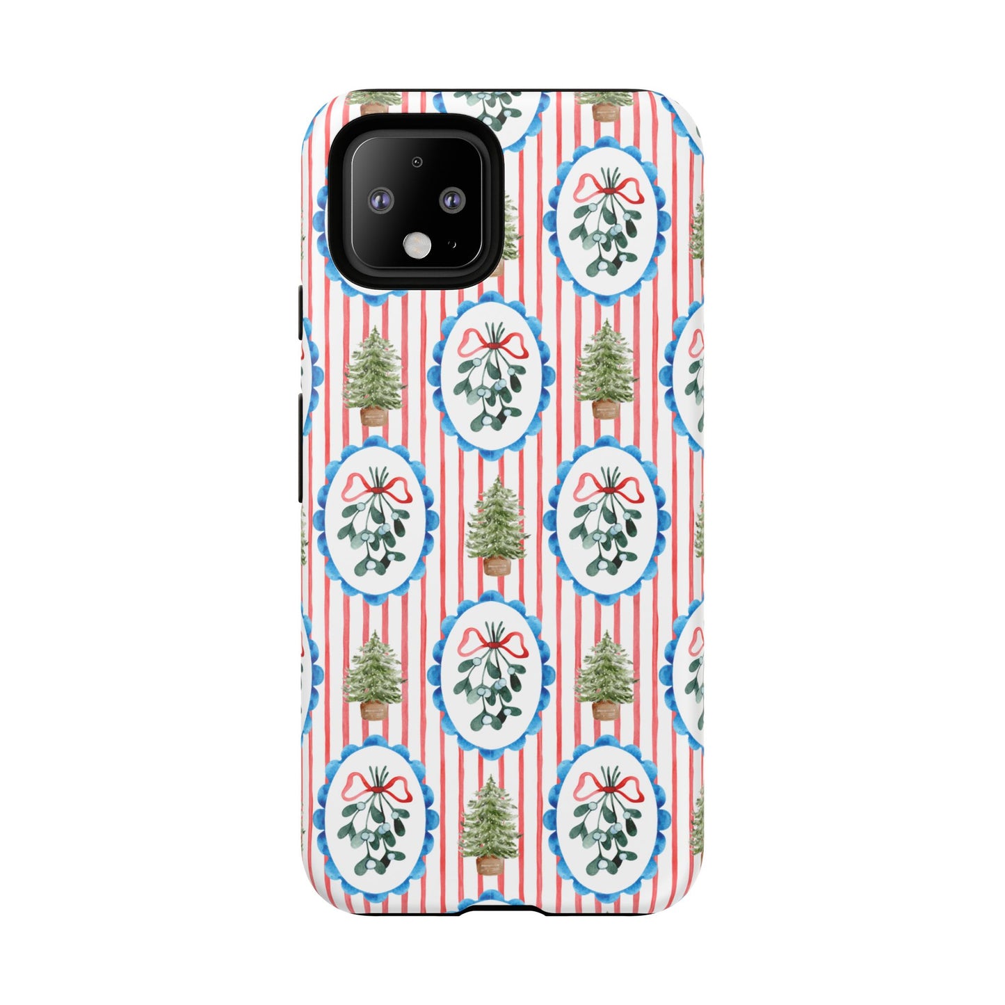 Christmas Wreath & Tree Pattern Phone Case — Festive Holiday Tough Case