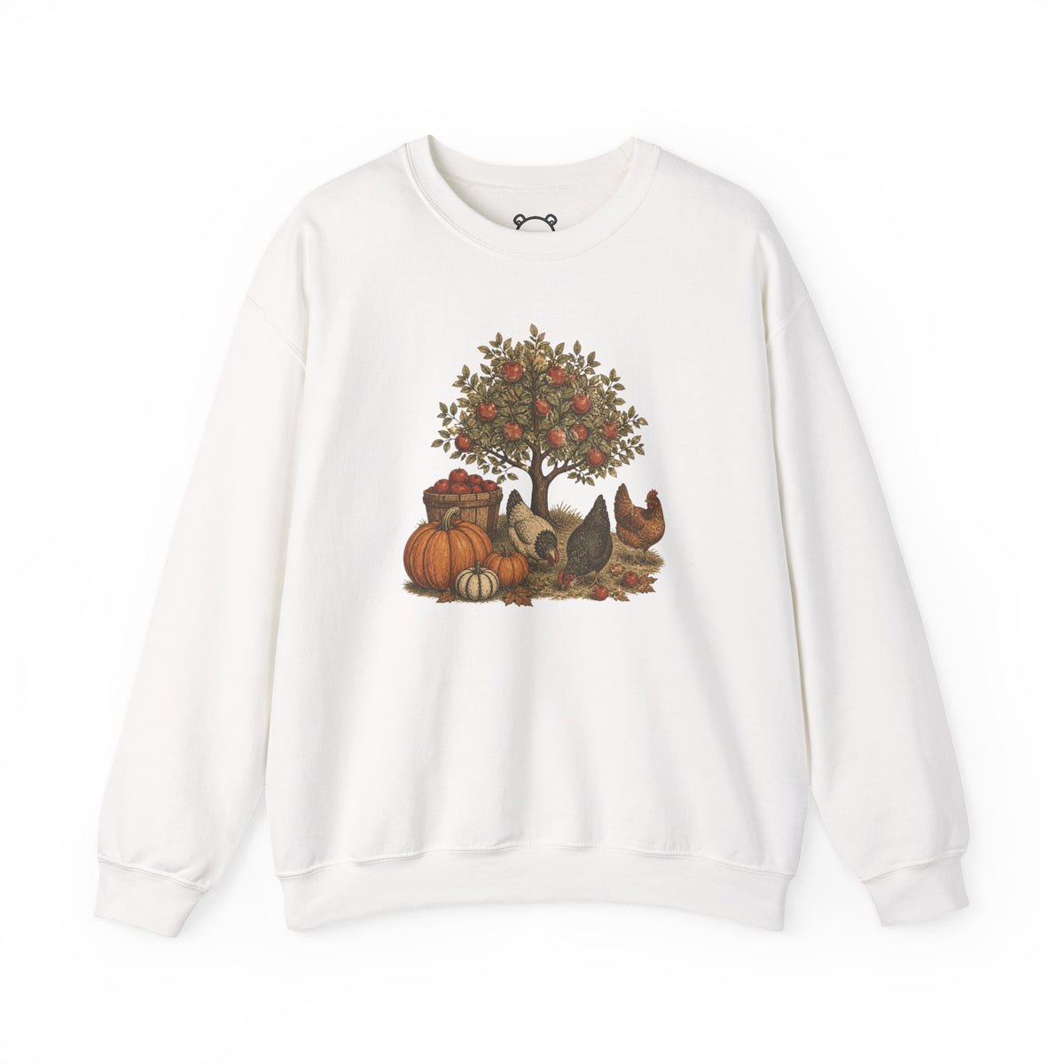 Fall Harvest Crewneck Sweatshirt — Pumpkin & Chicken Autumn Graphic