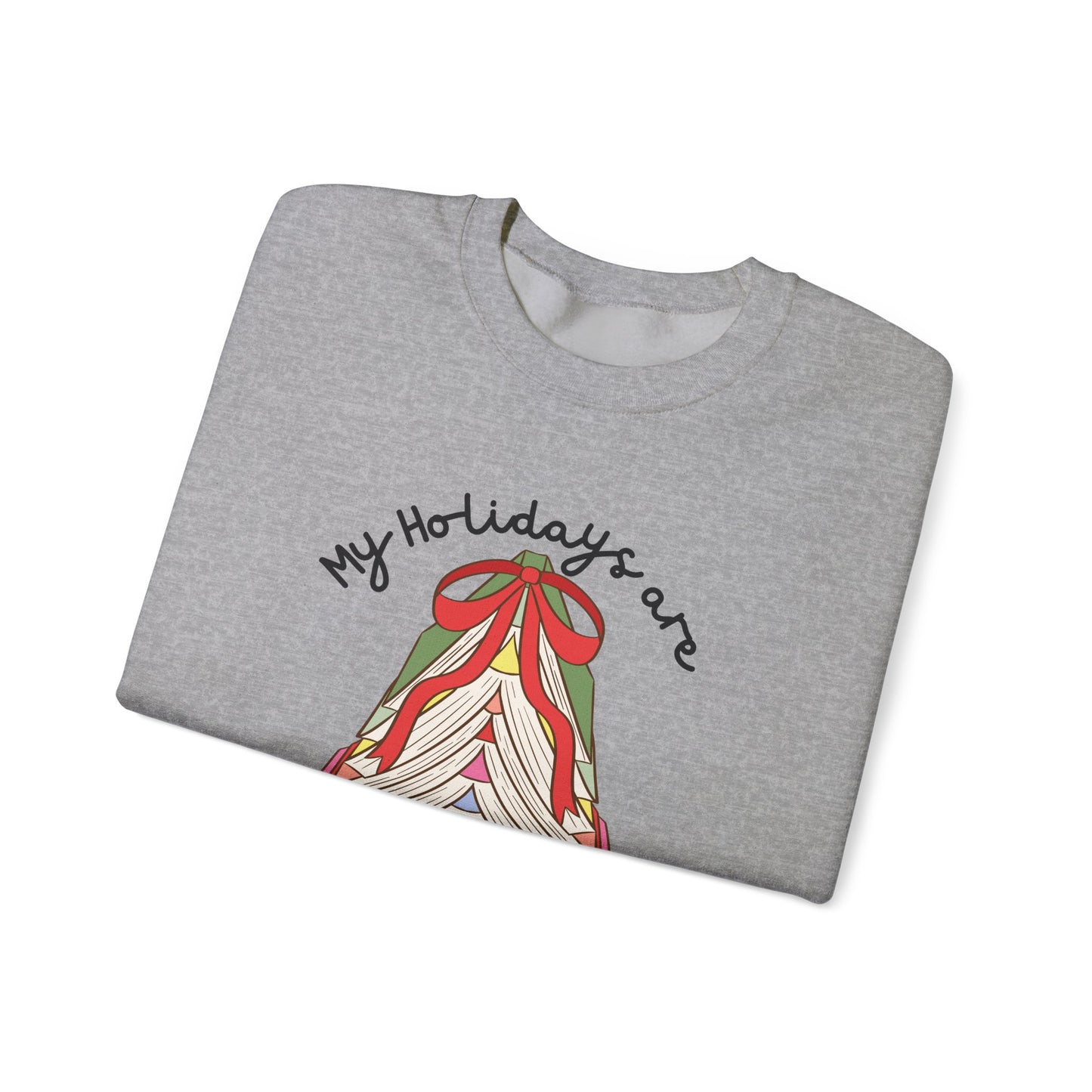 Crewneck Sweatshirt — “My Holidays Are Booked” Cozy Booklover Christmas Sweatshirt