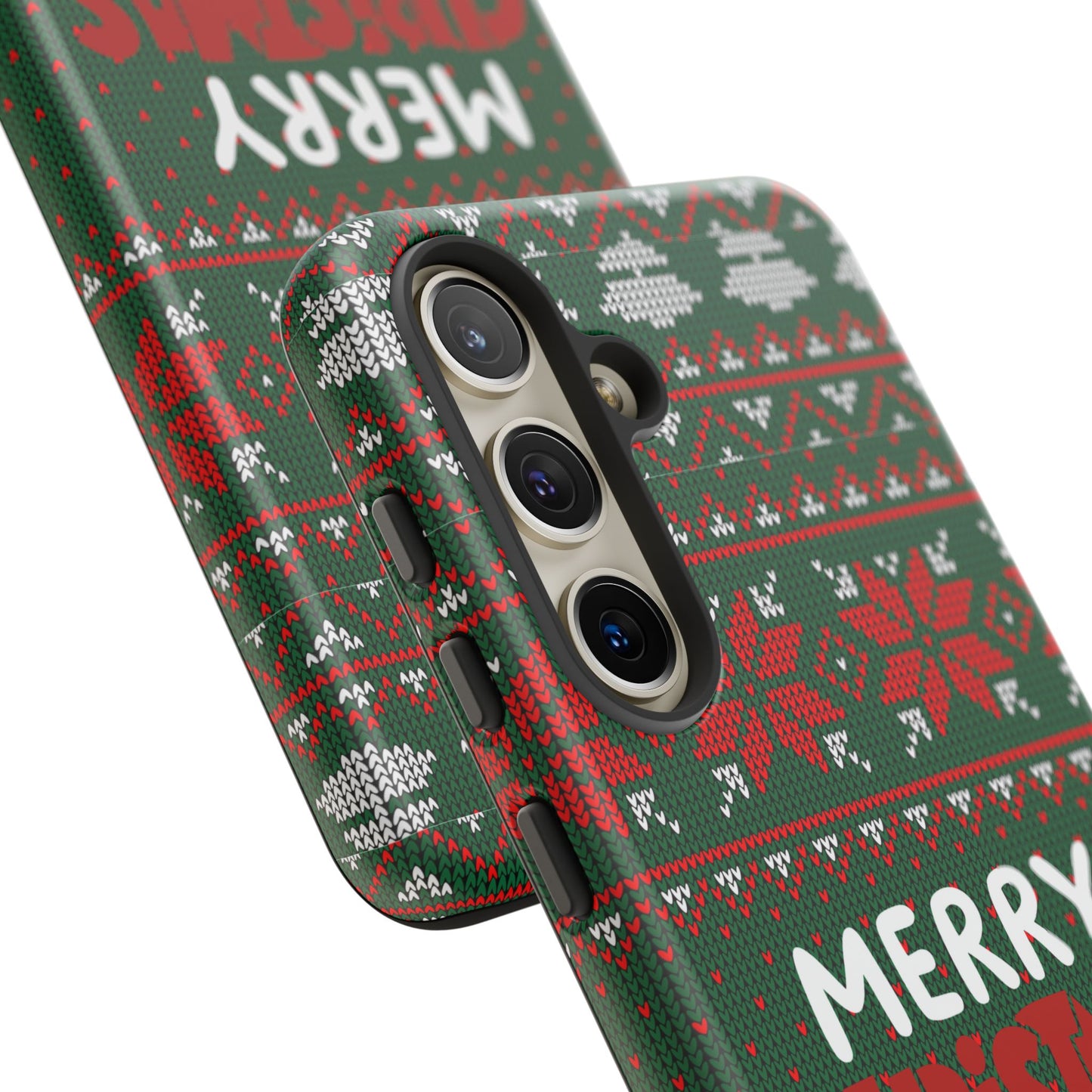 Merry Christmas Phone Case - Festive Green Ugly Sweater Design