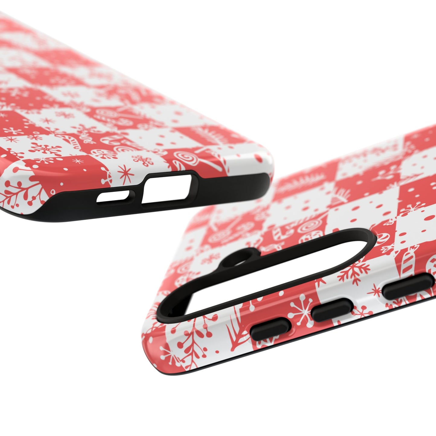 Christmas Red Buffalo Check Phone Case - Holiday Snowflake Pattern Tough Case