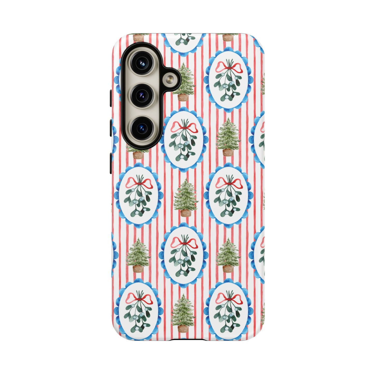 Christmas Wreath & Tree Pattern Phone Case — Festive Holiday Tough Case