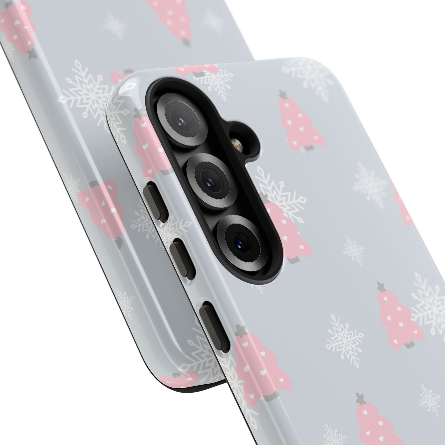 Christmas Pink Tree Tough Phone Case — Cute Holiday Snowflake Design