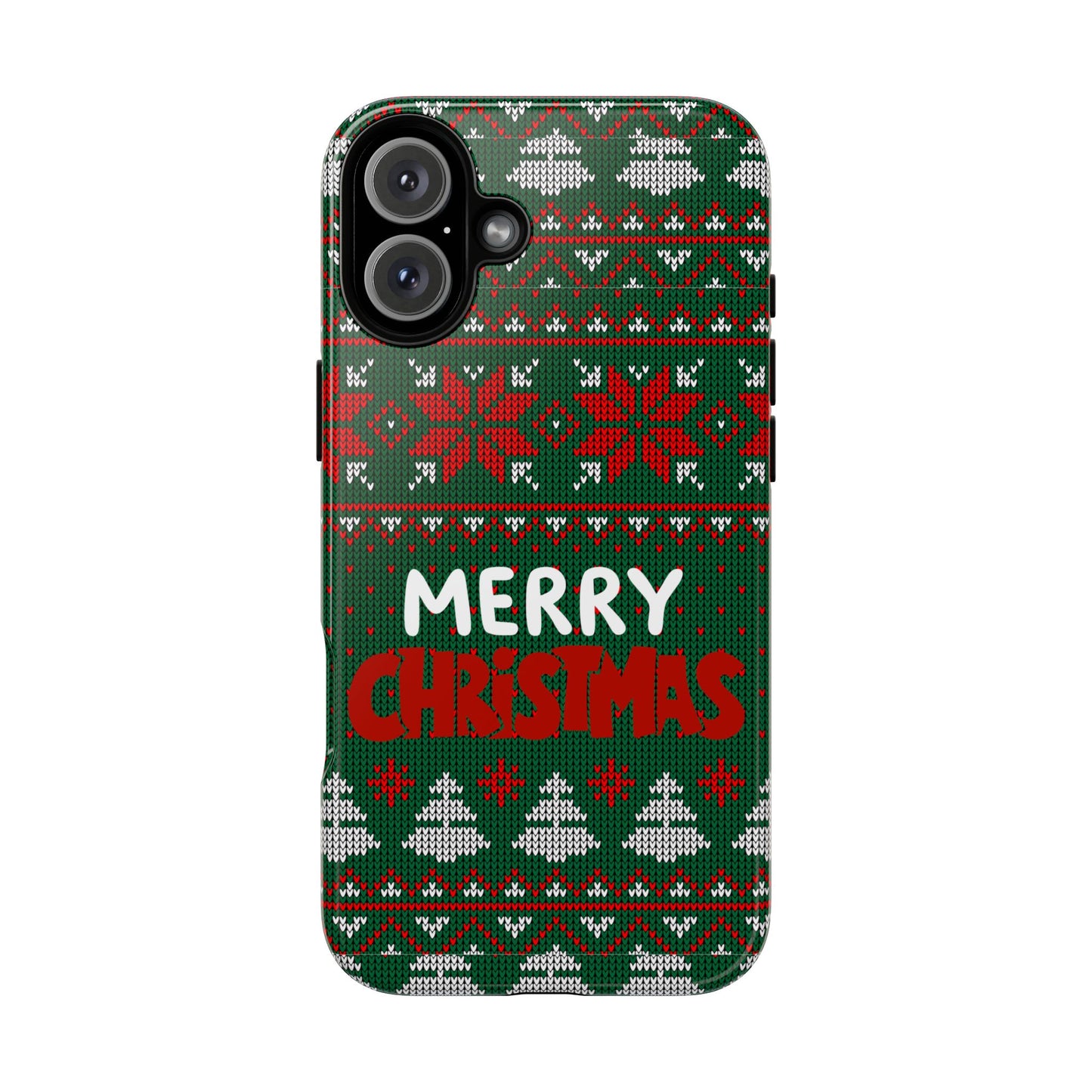Merry Christmas Phone Case - Festive Green Ugly Sweater Design