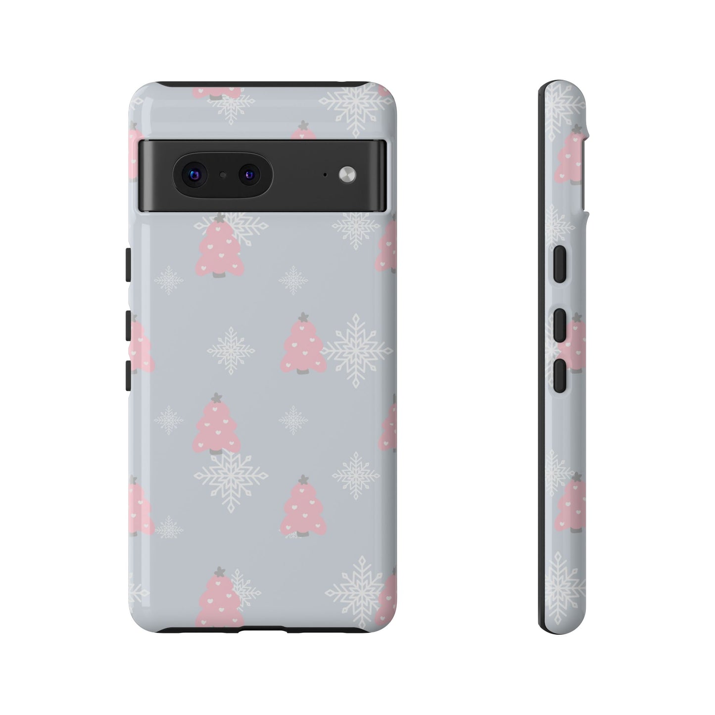 Christmas Pink Tree Tough Phone Case — Cute Holiday Snowflake Design