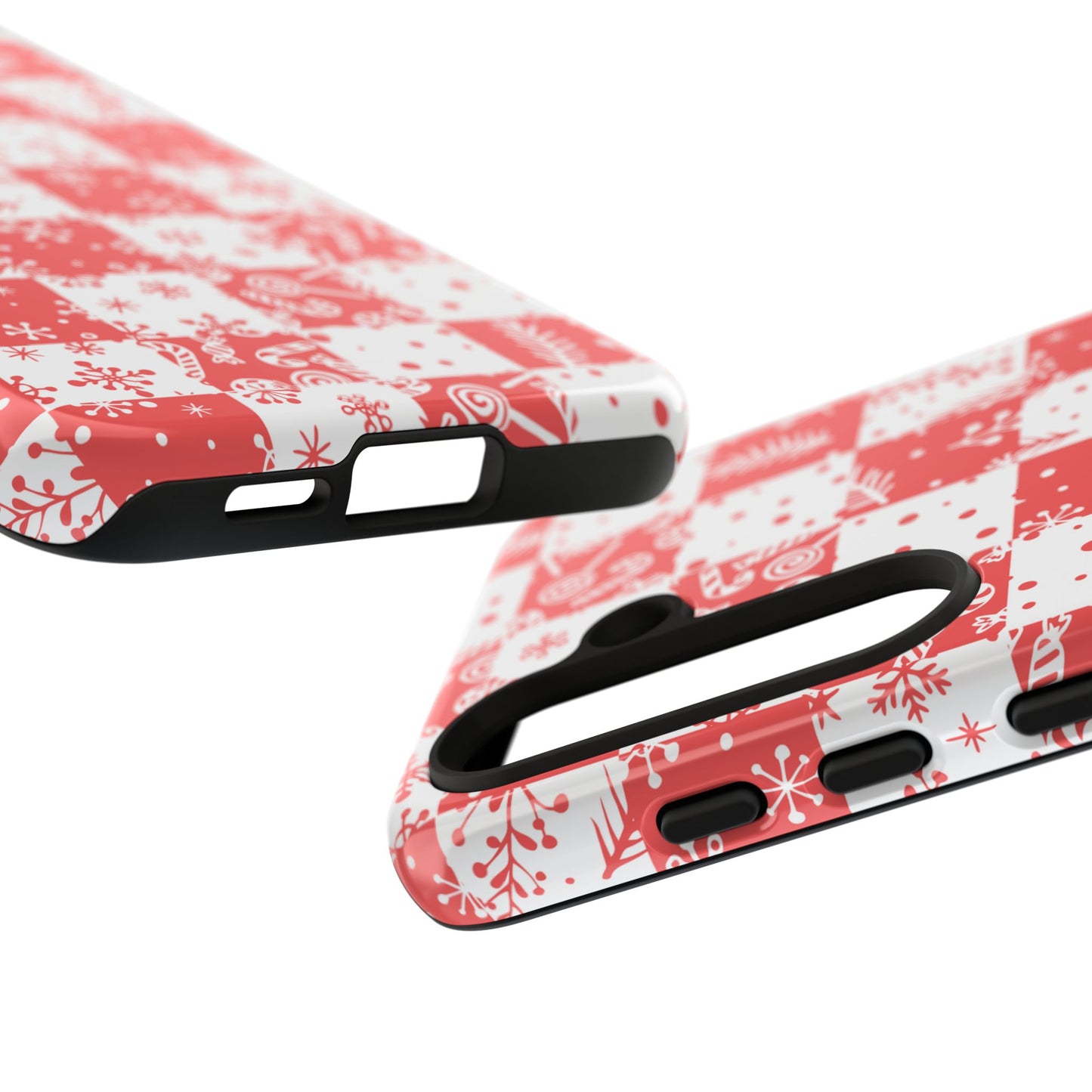Christmas Red Buffalo Check Phone Case - Holiday Snowflake Pattern Tough Case