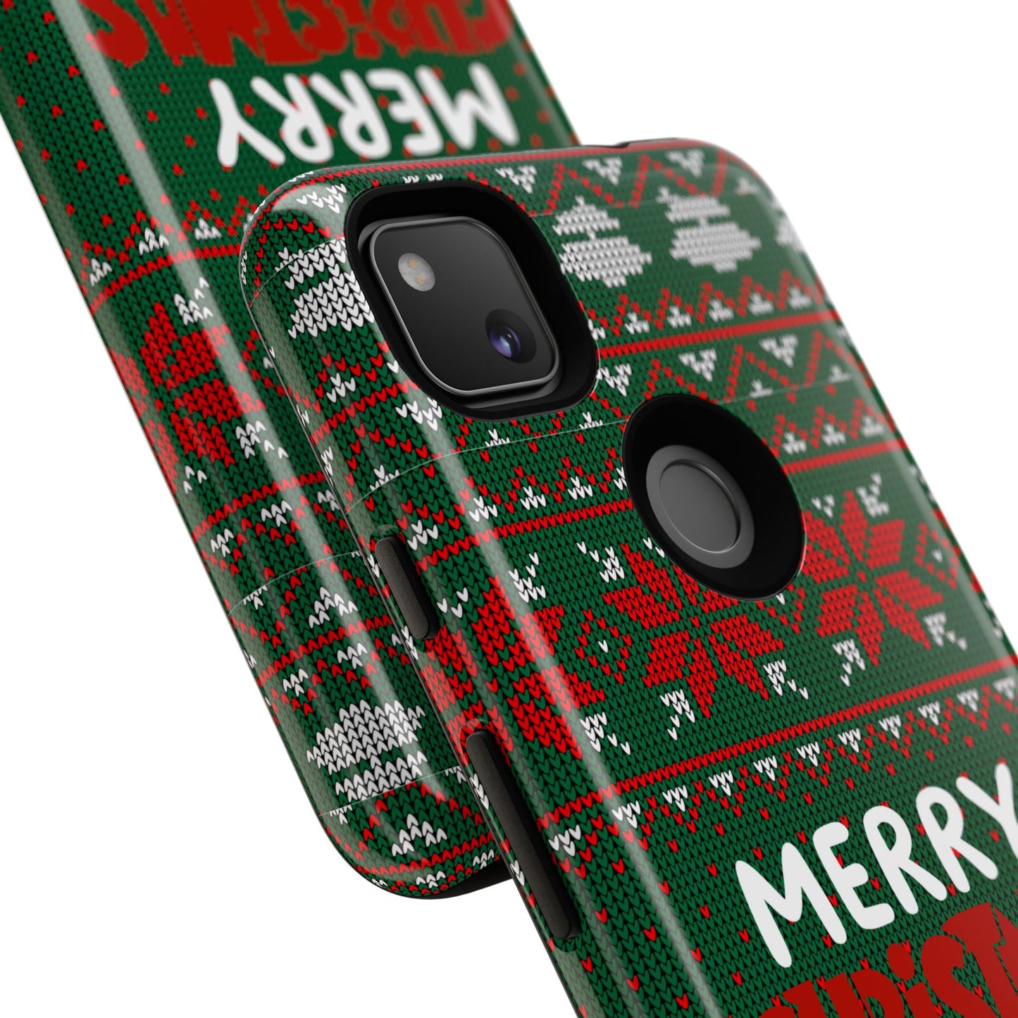 Merry Christmas Phone Case - Festive Green Ugly Sweater Design