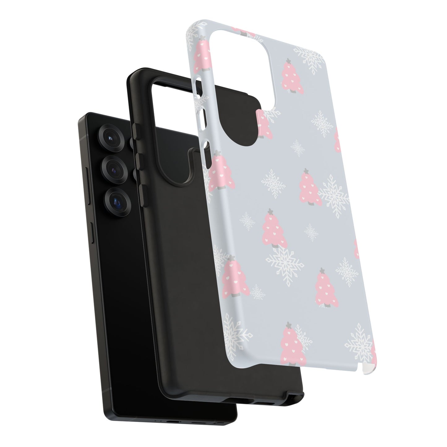 Christmas Pink Tree Tough Phone Case — Cute Holiday Snowflake Design