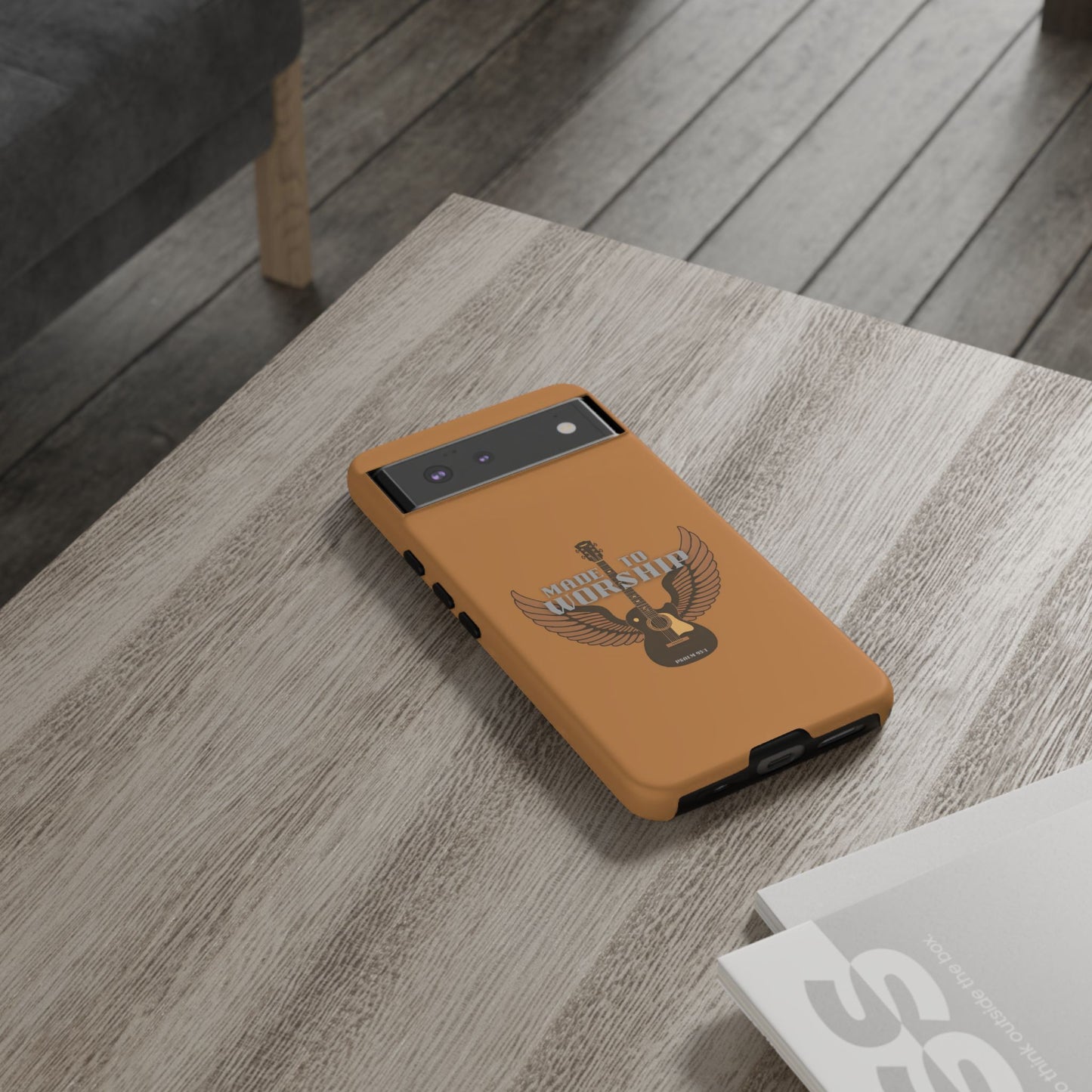 Tough Phone Case — "Made to Worship" Acoustic Guitar Wings Design