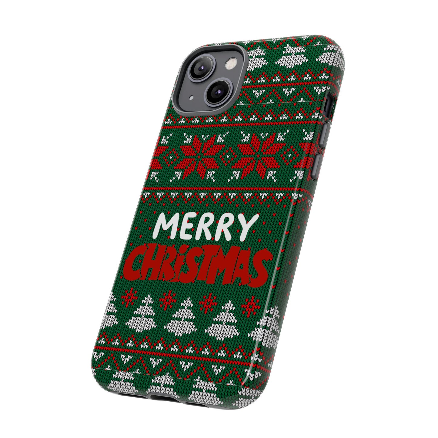 Merry Christmas Phone Case - Festive Green Ugly Sweater Design