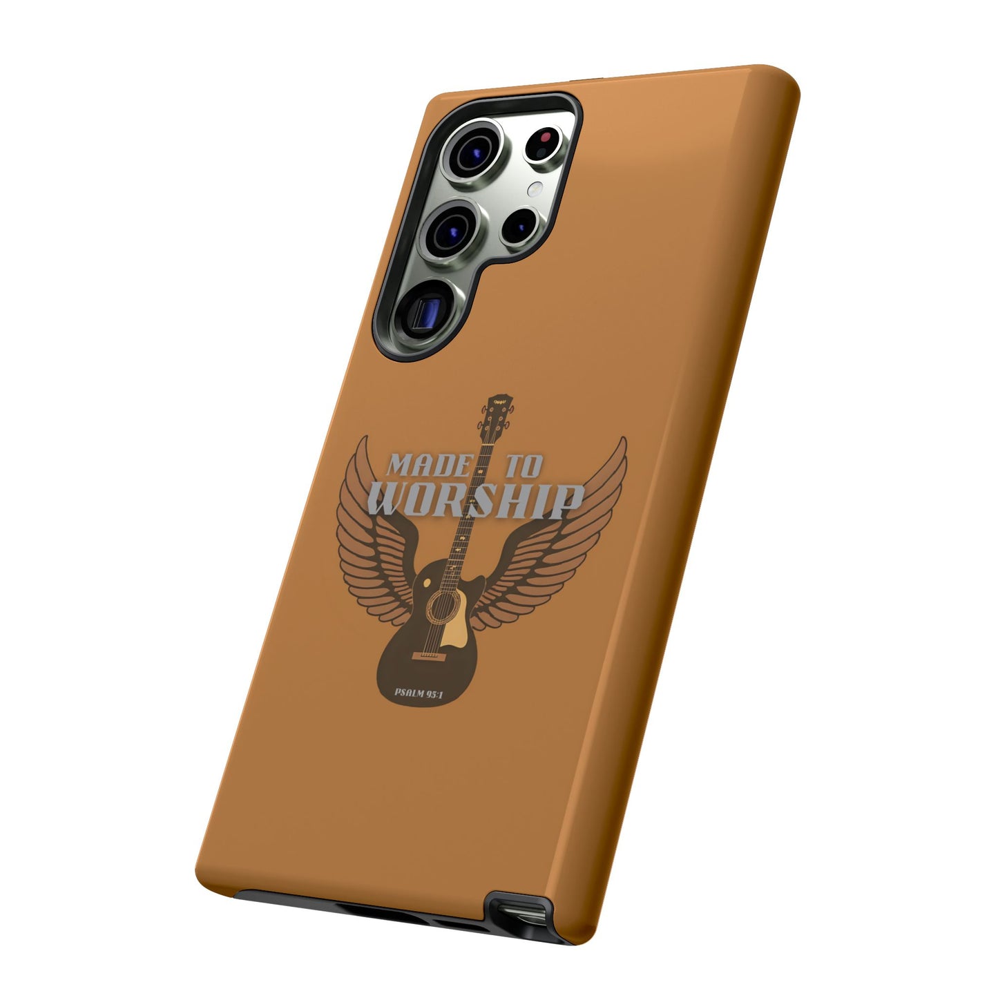 Tough Phone Case — "Made to Worship" Acoustic Guitar Wings Design