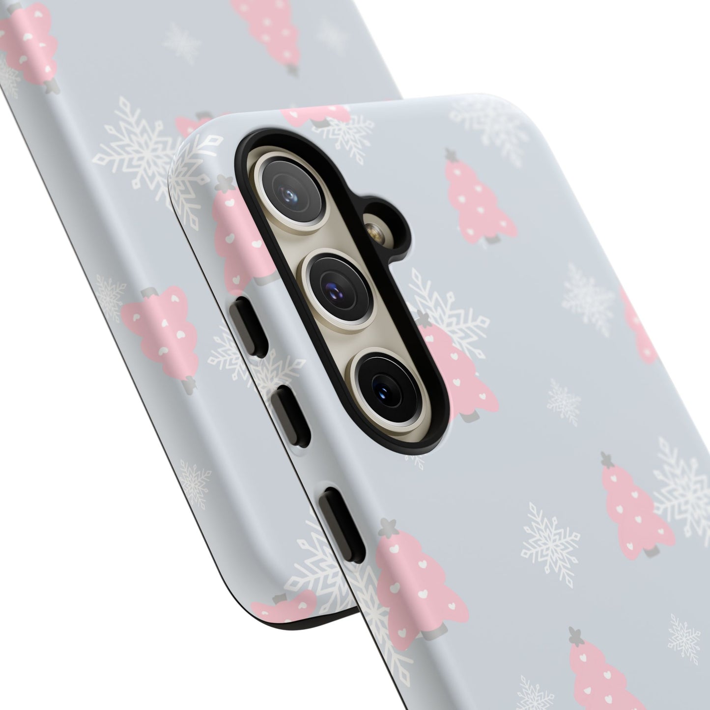 Christmas Pink Tree Tough Phone Case — Cute Holiday Snowflake Design