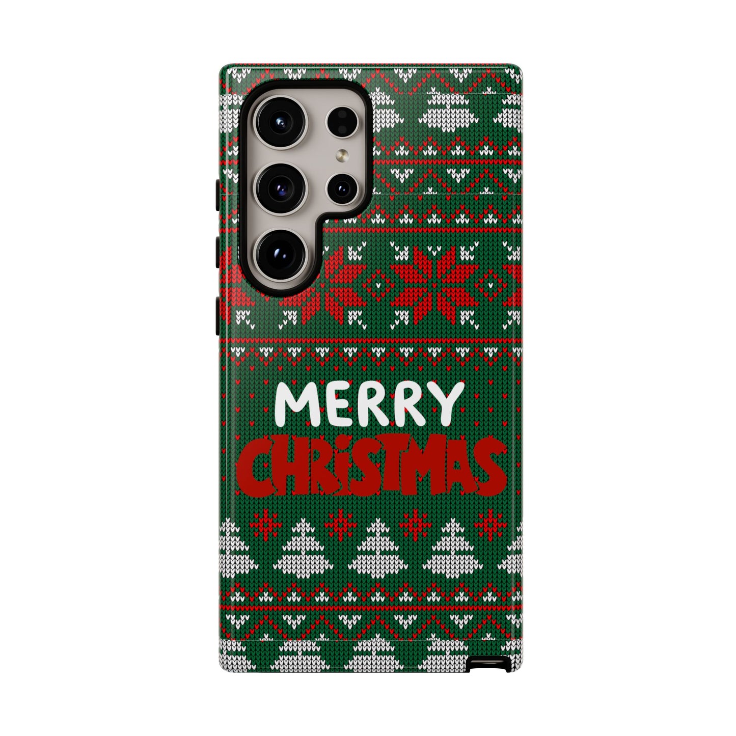 Merry Christmas Phone Case - Festive Green Ugly Sweater Design