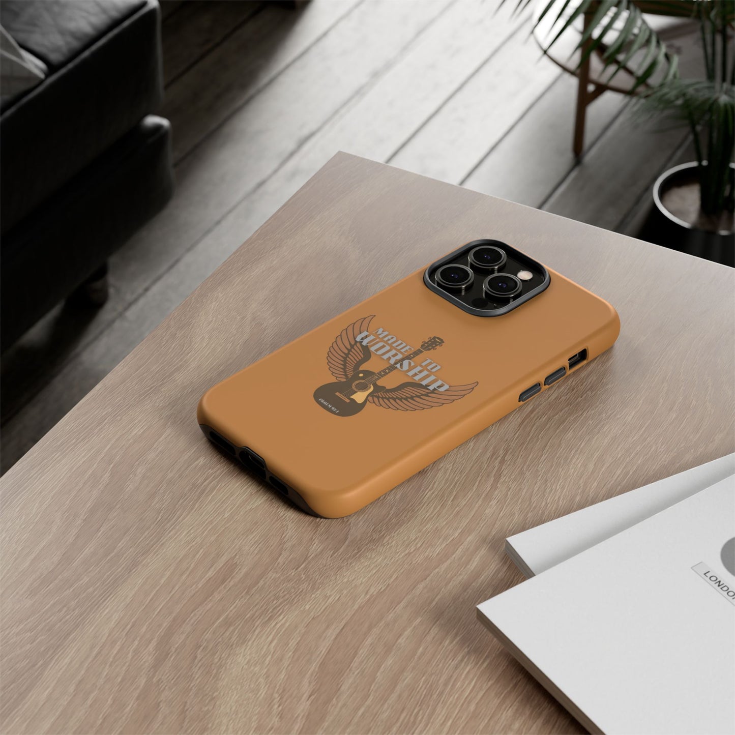 Tough Phone Case — "Made to Worship" Acoustic Guitar Wings Design