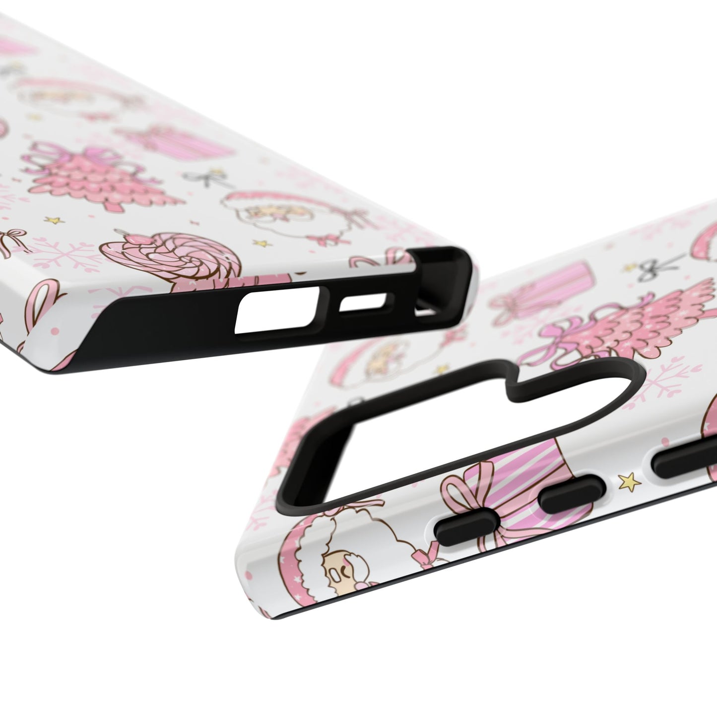 Christmas Pink Pattern Phone Case - Cute Santa, Tree & Gift Protective Cover