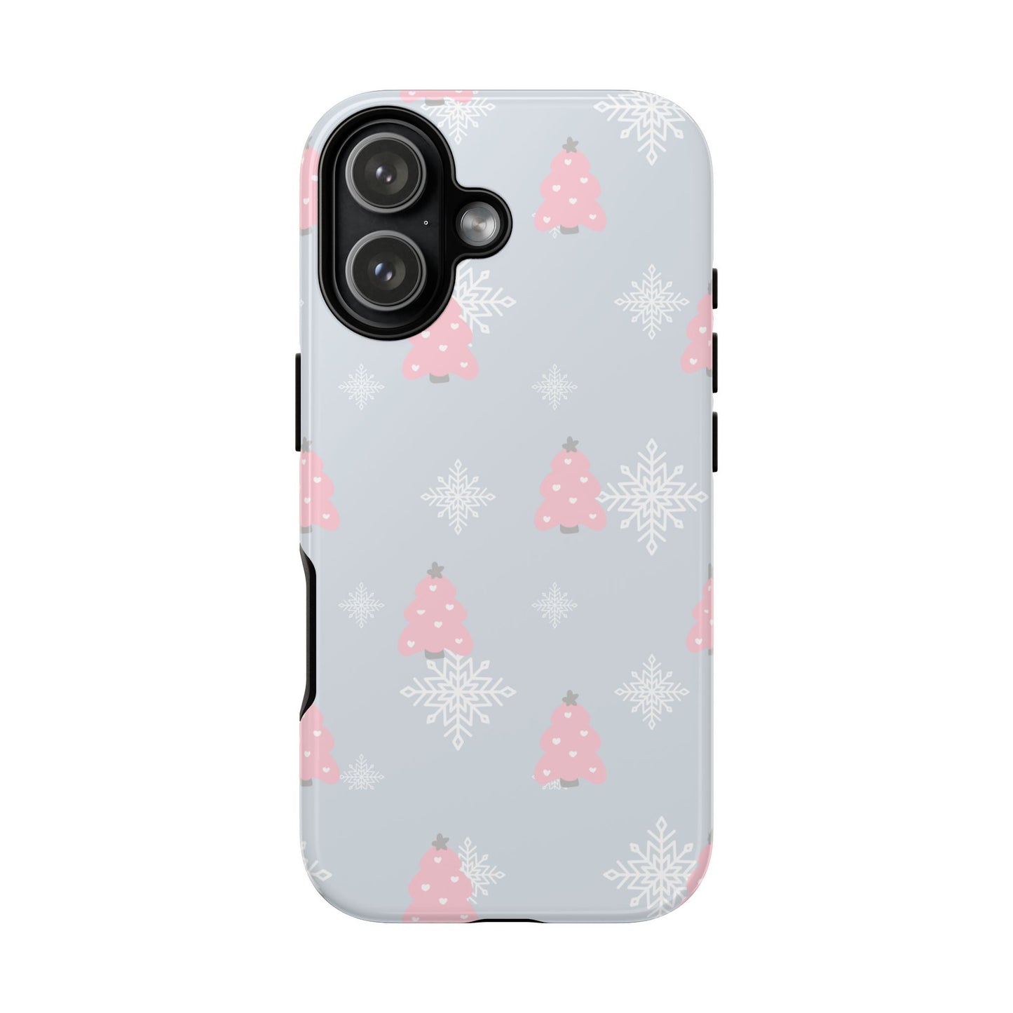 Christmas Pink Tree Tough Phone Case — Cute Holiday Snowflake Design