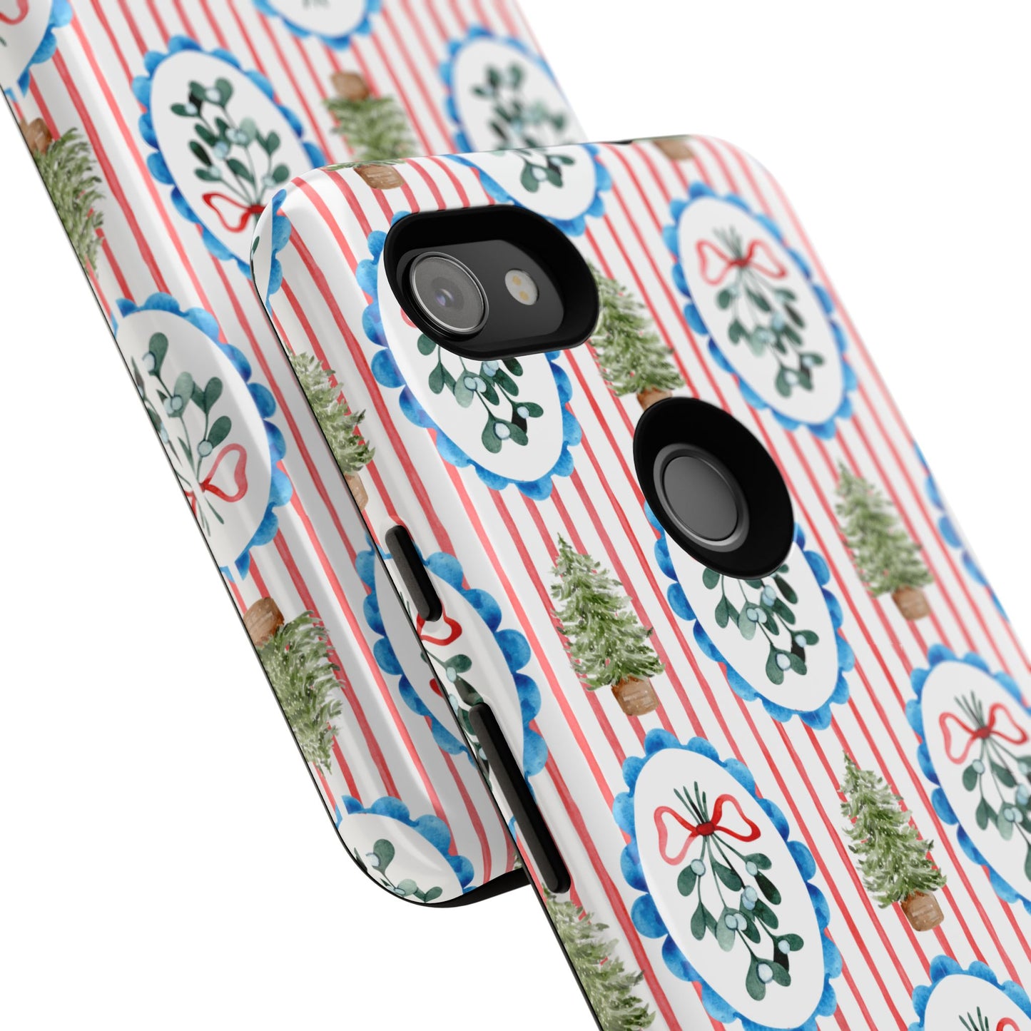 Christmas Wreath & Tree Pattern Phone Case — Festive Holiday Tough Case