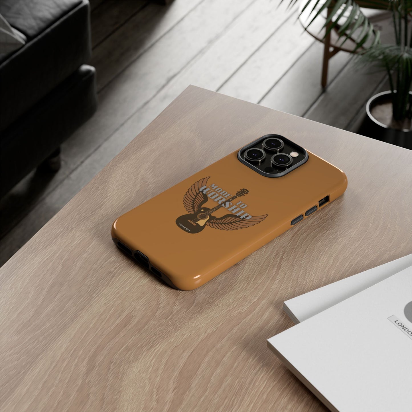 Tough Phone Case — "Made to Worship" Acoustic Guitar Wings Design