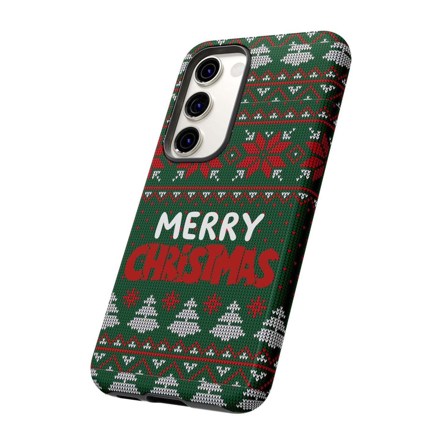 Merry Christmas Phone Case - Festive Green Ugly Sweater Design