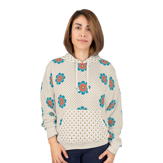 Floral Pattern Unisex Pullover Hoodie, Cozy Boho Sweatshirt