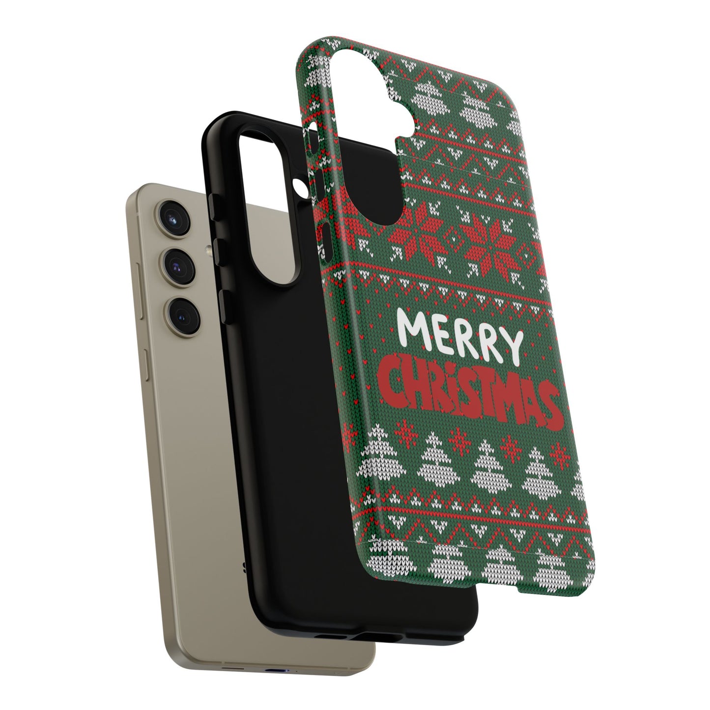 Merry Christmas Phone Case - Festive Green Ugly Sweater Design