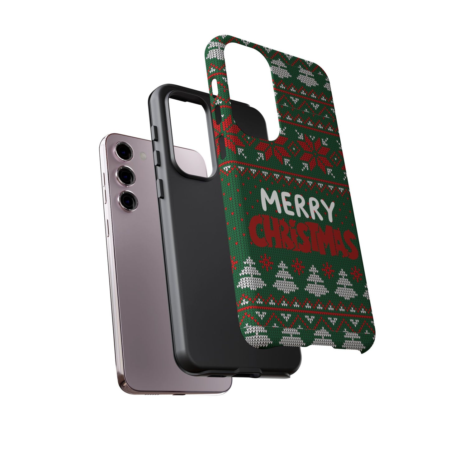 Merry Christmas Phone Case - Festive Green Ugly Sweater Design