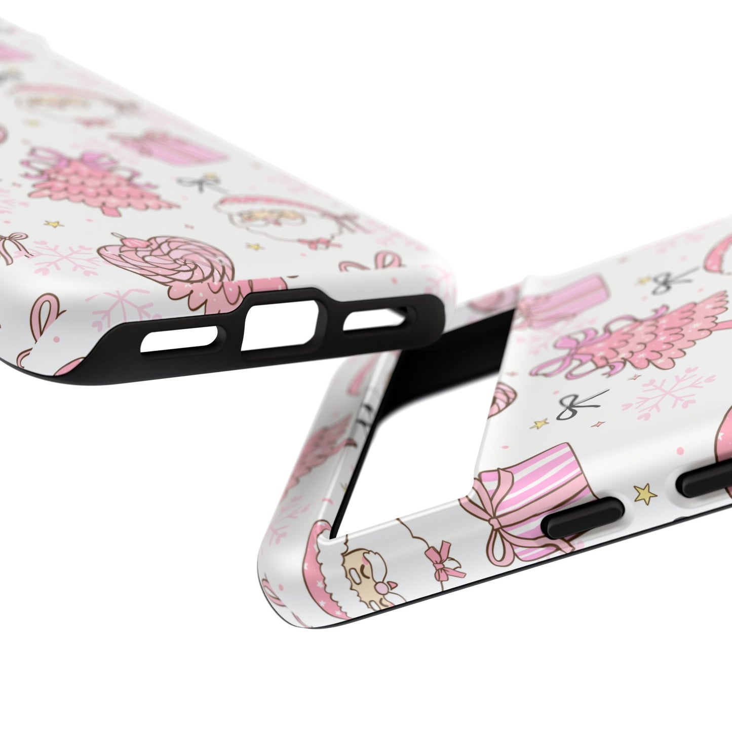 Christmas Pink Pattern Phone Case - Cute Santa, Tree & Gift Protective Cover