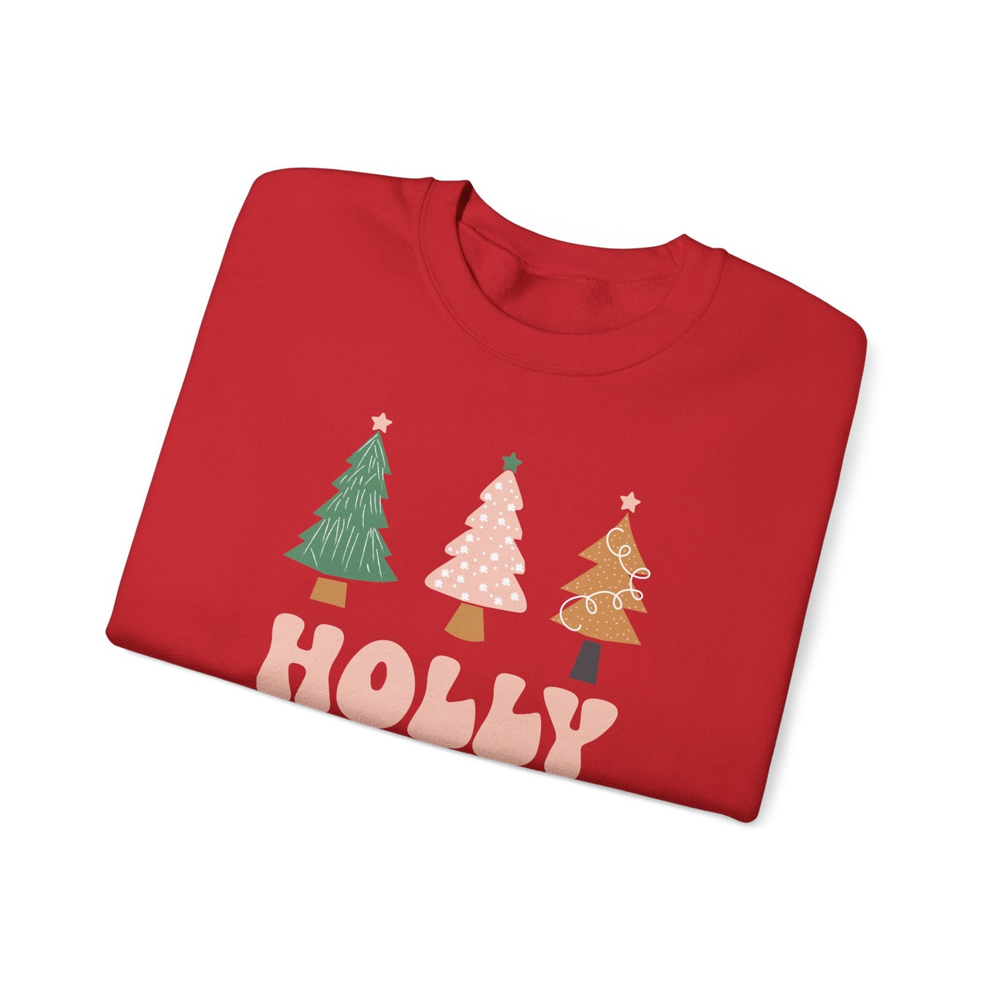 Holiday Sweater Sweatshirt — "Holly Jolly" Christmas Tree Crewneck