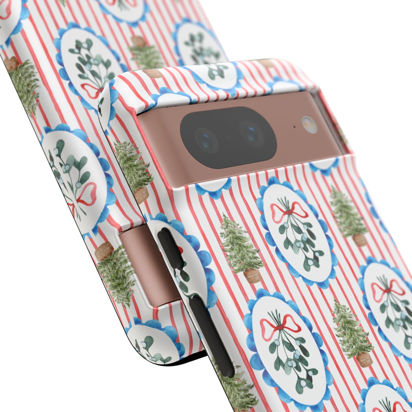 Christmas Wreath & Tree Pattern Phone Case — Festive Holiday Tough Case