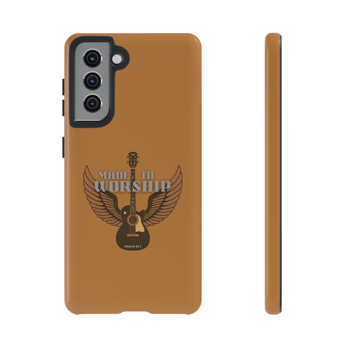 Tough Phone Case — "Made to Worship" Acoustic Guitar Wings Design
