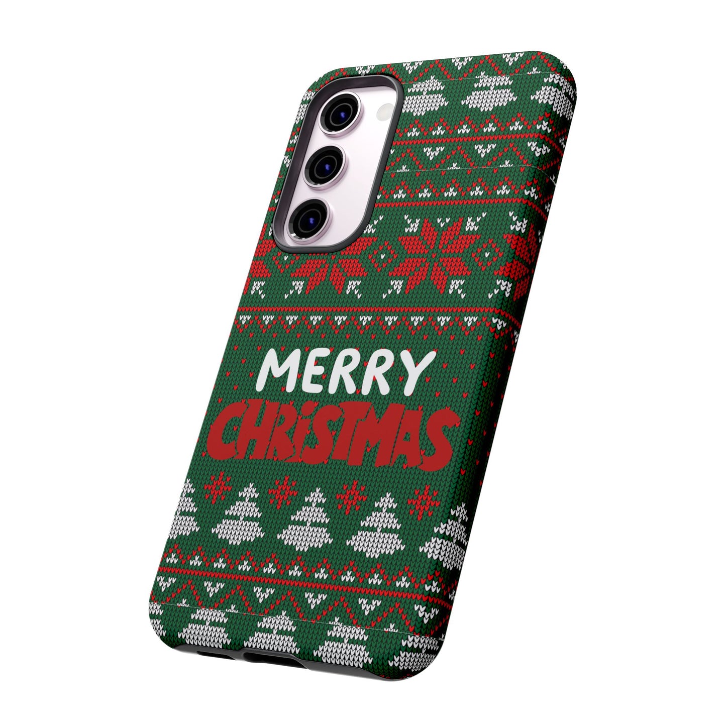 Merry Christmas Phone Case - Festive Green Ugly Sweater Design