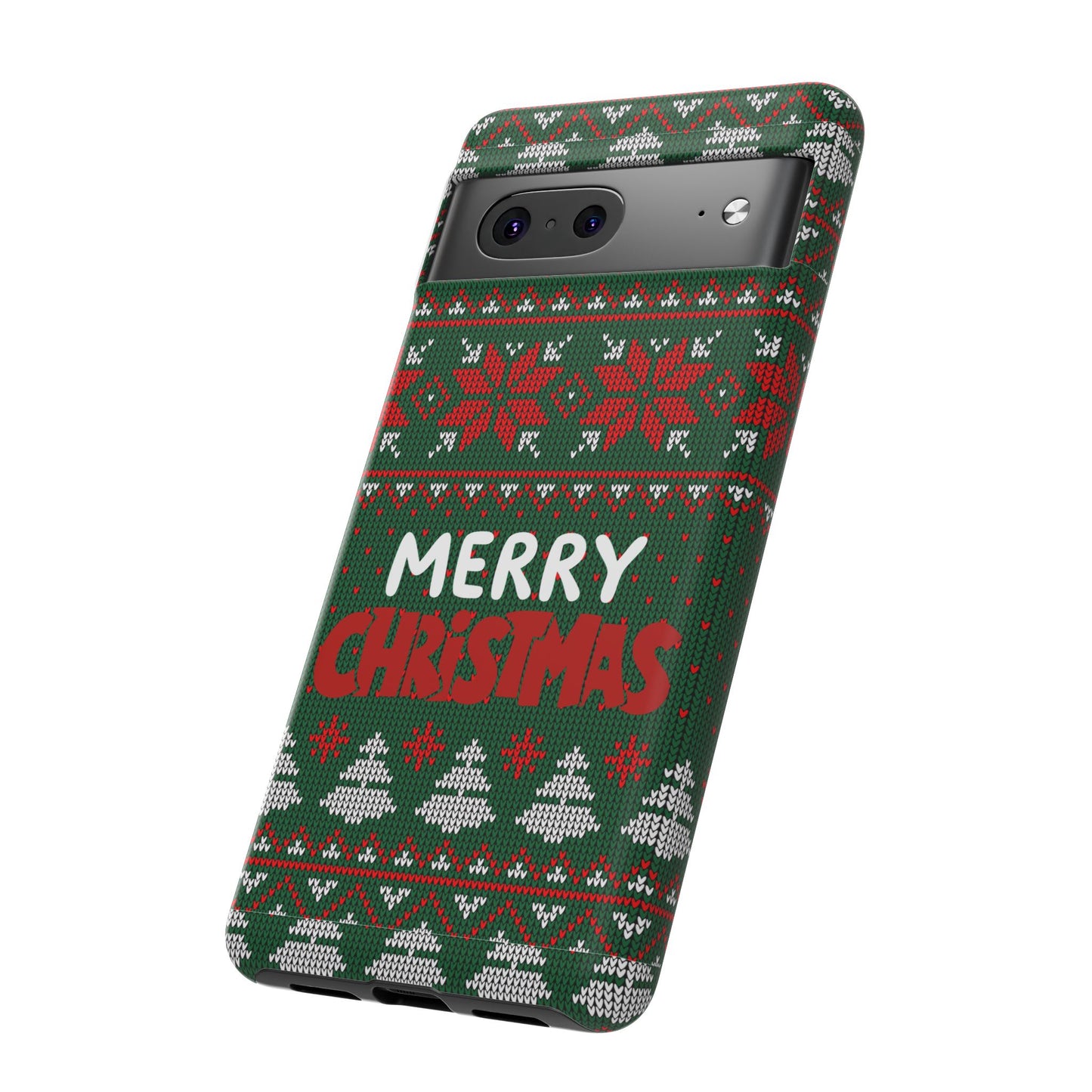 Merry Christmas Phone Case - Festive Green Ugly Sweater Design
