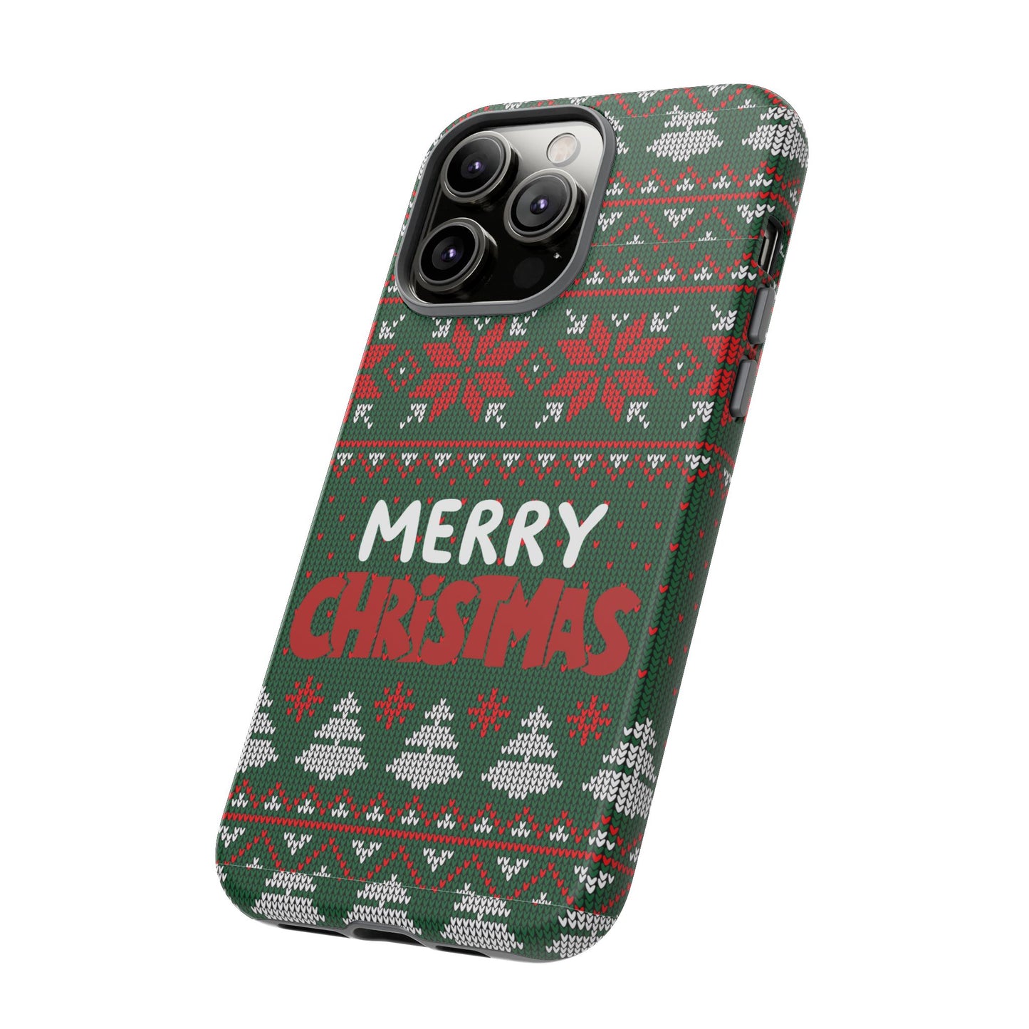 Merry Christmas Phone Case - Festive Green Ugly Sweater Design