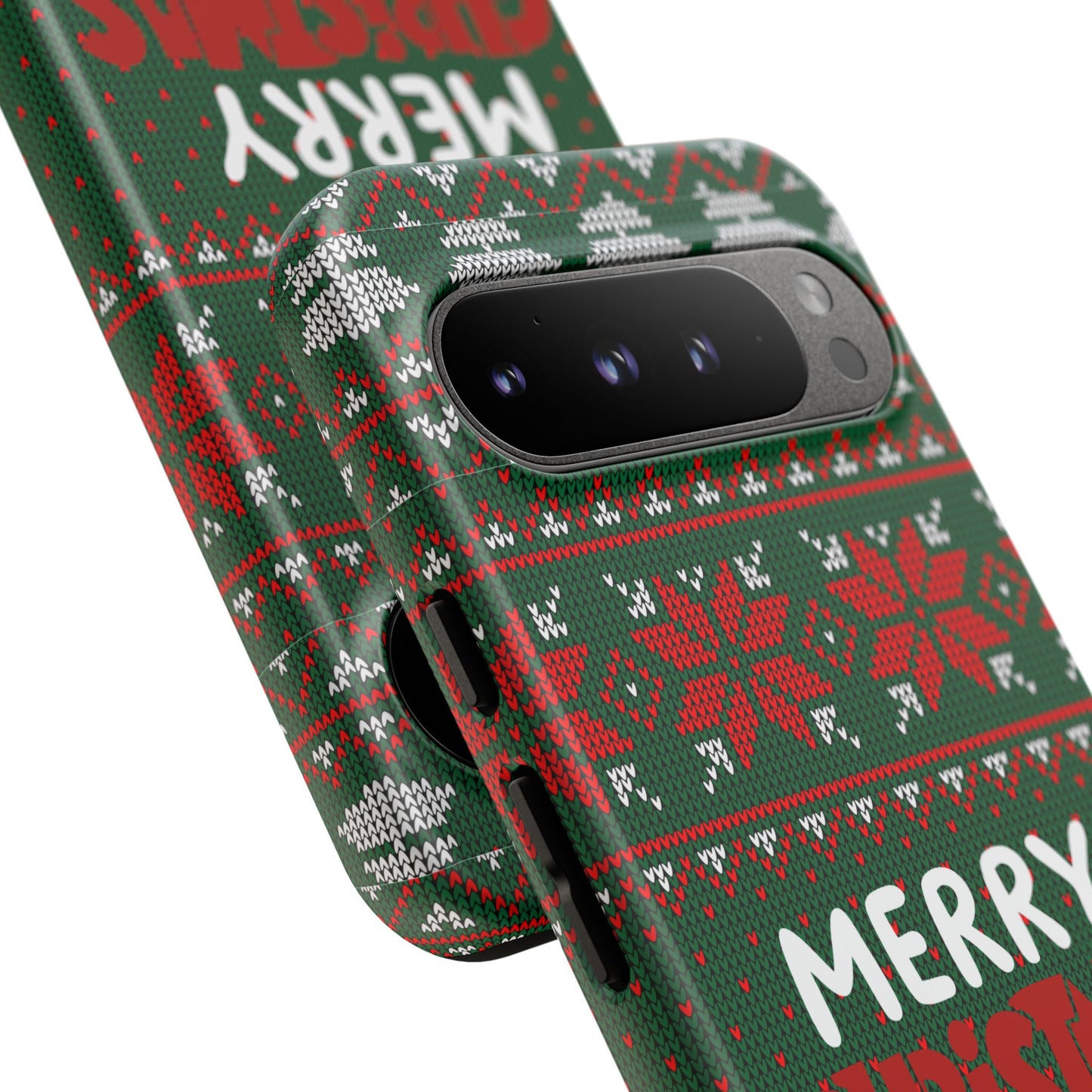 Merry Christmas Phone Case - Festive Green Ugly Sweater Design