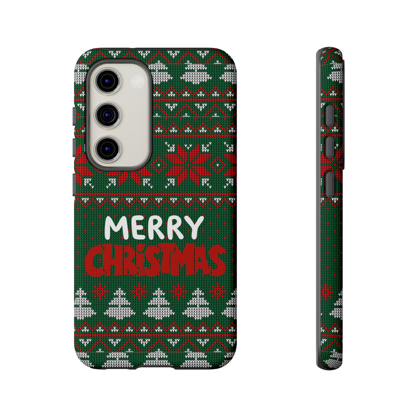 Merry Christmas Phone Case - Festive Green Ugly Sweater Design