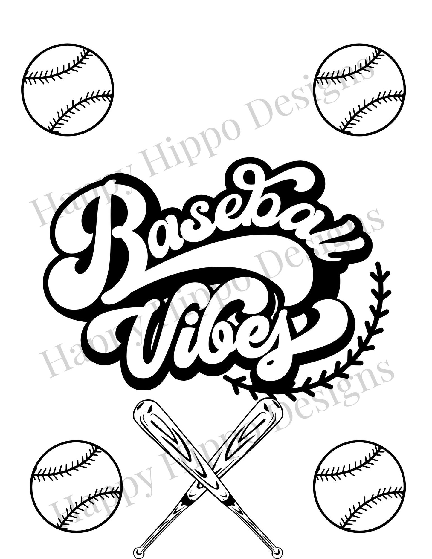 Baseball Vibes Coloring page- digital download