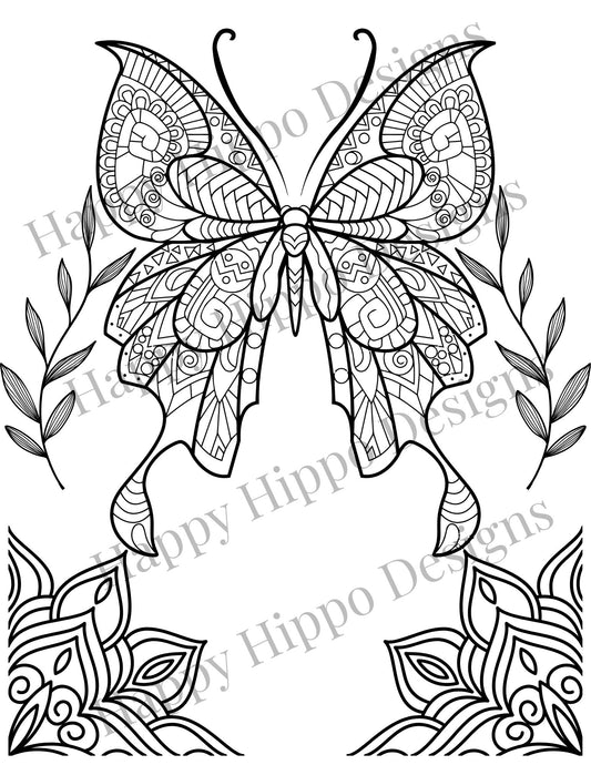 Butterfly Color therapy Coloring page- Digital Download