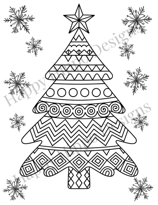 Calm coloring Christmas tree- digital download