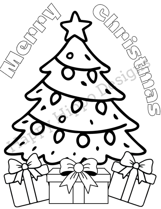 Christmas tree coloring page- digital download