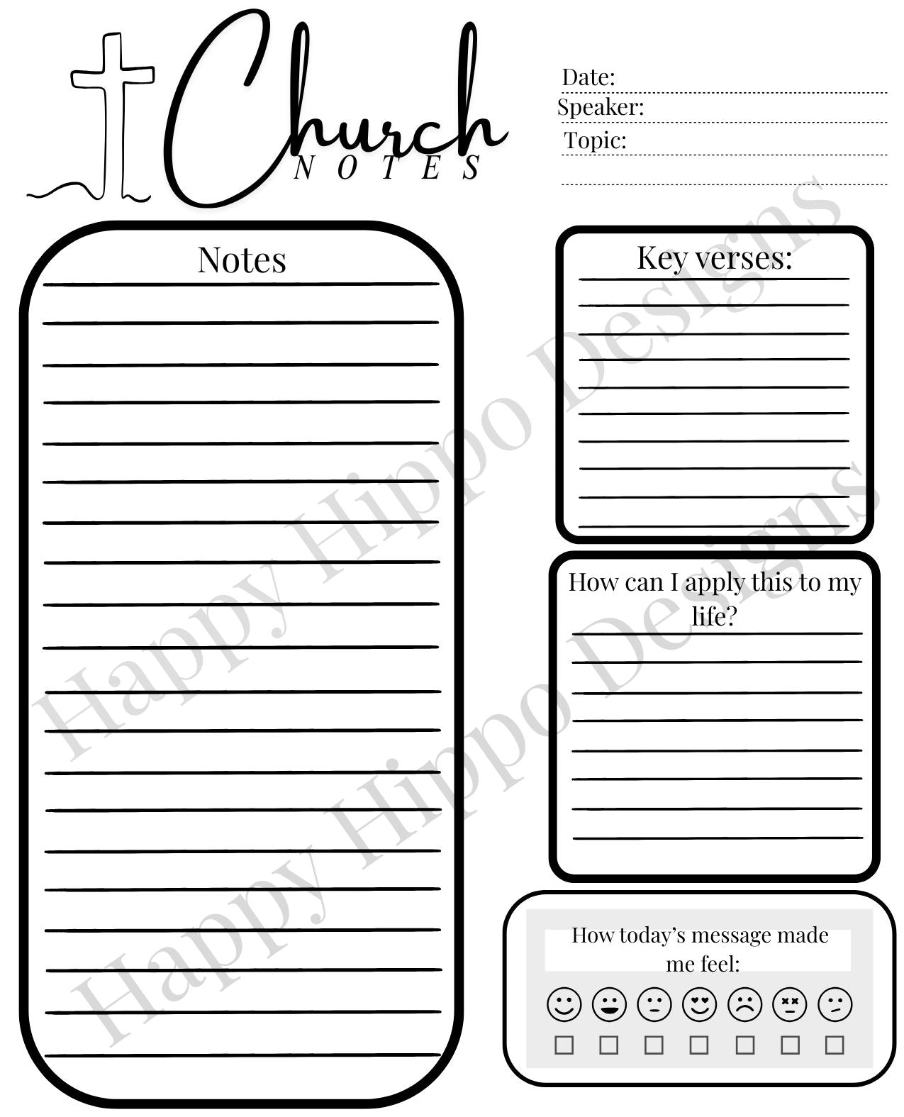 Church Notes card- Digital download