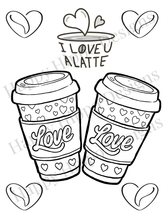 Coffee Love Coloring page- Digital Download