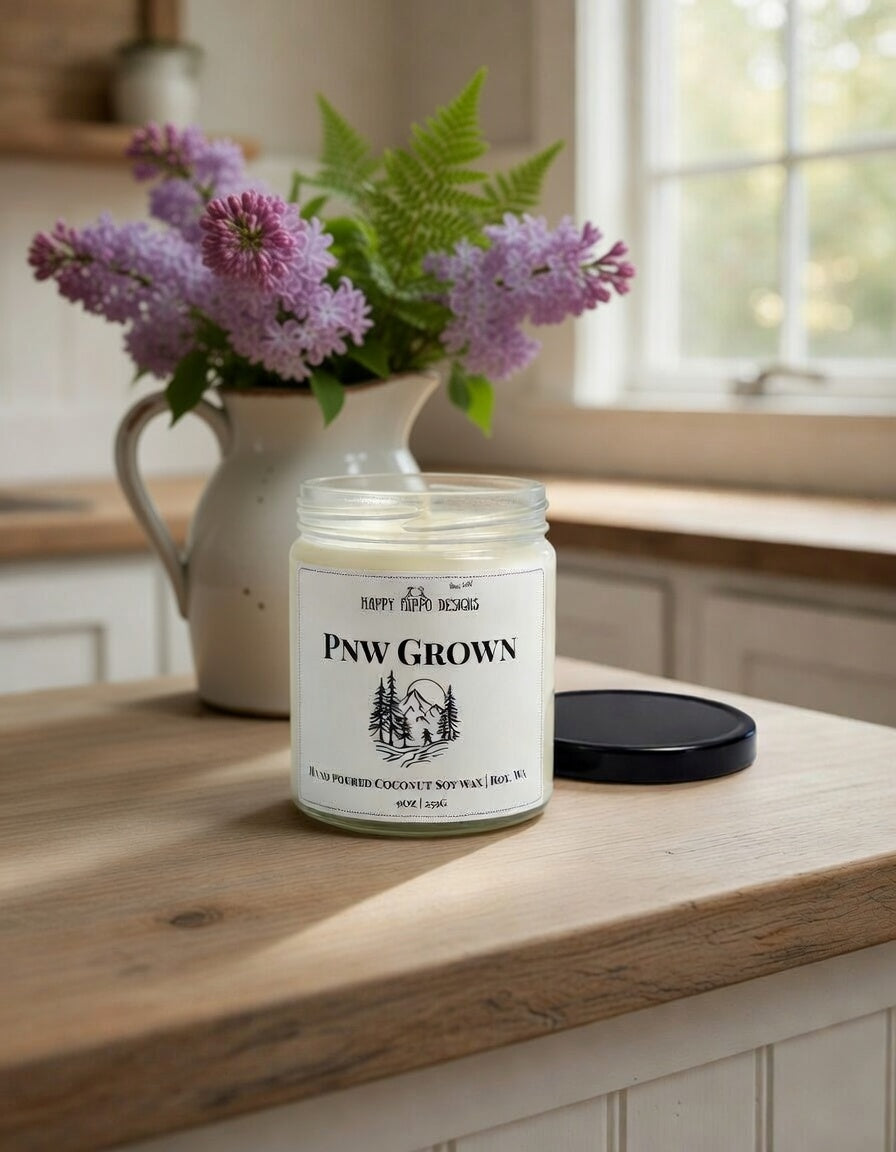 PNW Grown Luxury Coconut Soy Wax Candle 9oz