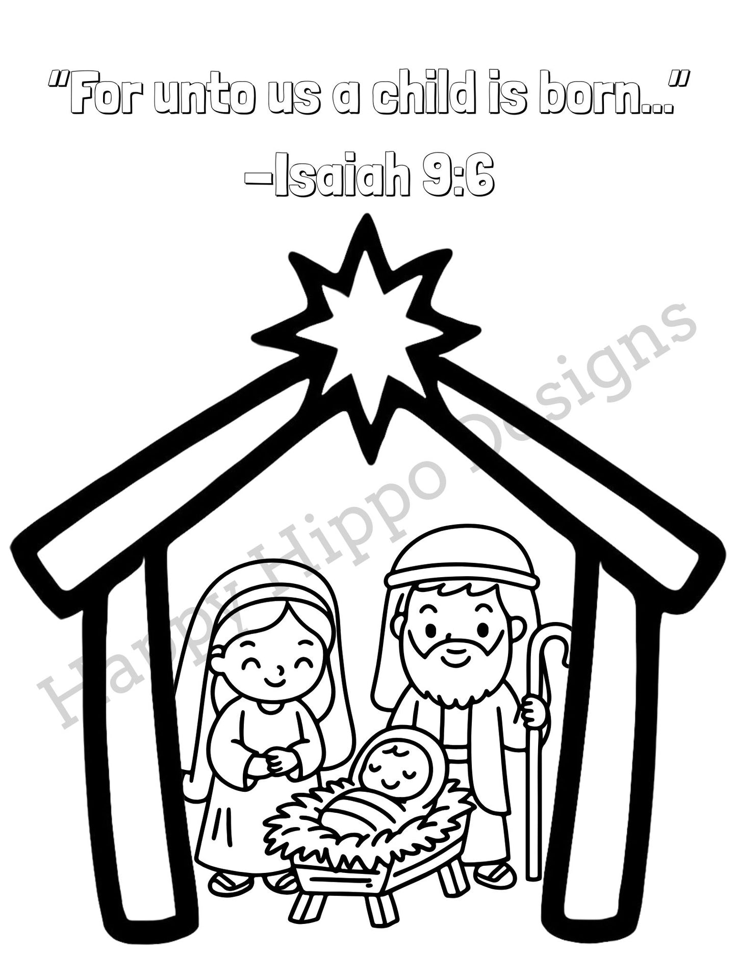Nativity Coloring page-digital download